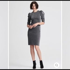 Halston DRAPED SLEEVE SLIM METALLIC KNIT DRESS